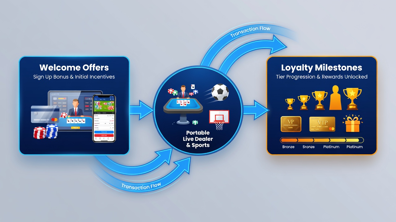 Mobile Transaktionsprozesse verbinden Willkommensboni mit Treue-Meilensteinen in Live-Dealer- und Sportwetten-Apps